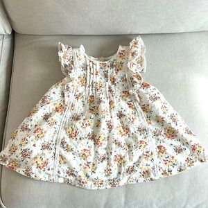 Joie Floral Tiered Cotton White Yellow Dress